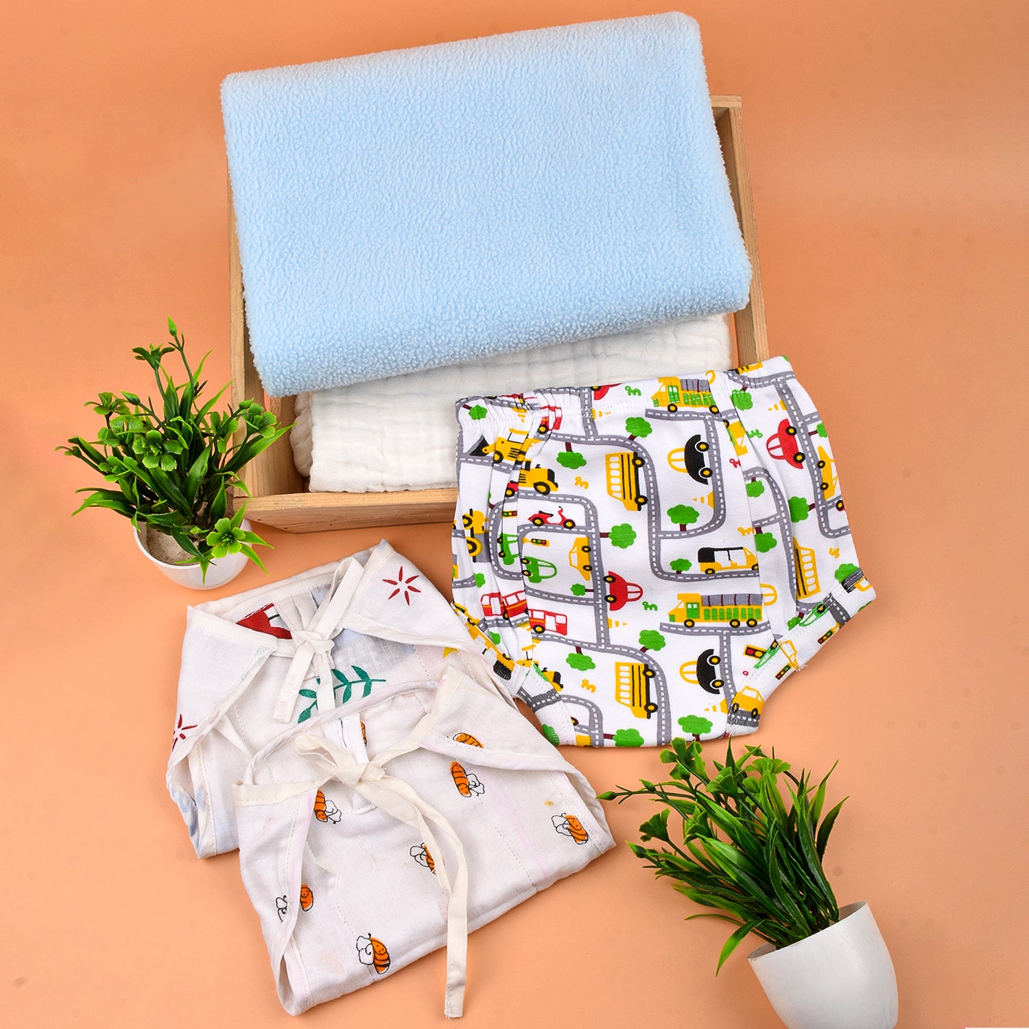 Baby Nappy Combo 1 Dry sheet, 2 Muslin Nappy, 1 Padded Underwear