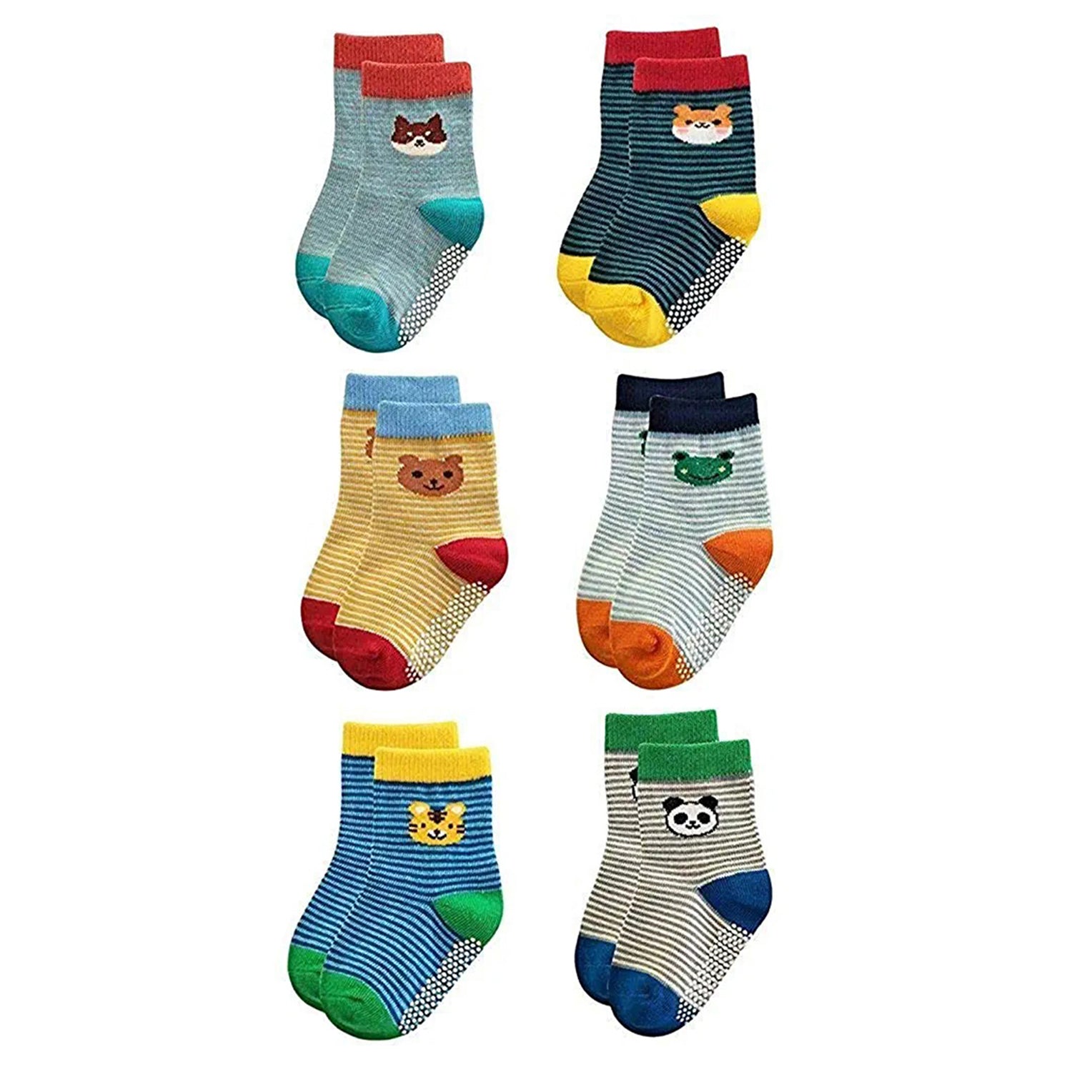FOOTPRINTS Baby's Organic Cotton Anti-Skid Socks (Multicolour, Mix