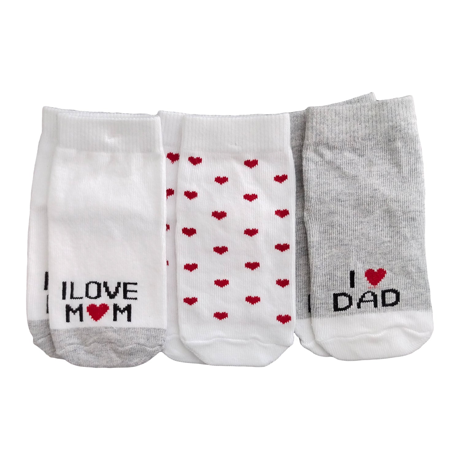 Baby Socks- 6-12 Months - Pack of 3 Pairs - I Love Mom Dad Socks – Moms Home