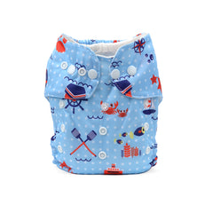 Baby Reusable Cotton Printed Pocket Diapers With Insert | 0-12 Months | Pack of 1