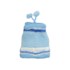 Baby Unisex Woolen Caps | Cream & Sky Blue | Monkey | Pack Of 2