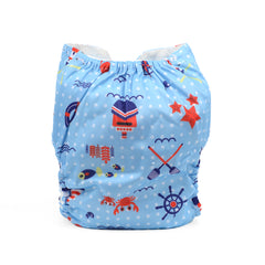 Baby Reusable Cotton Printed Pocket Diapers With 5 Insert pad | 0-12 Months | Pack of 5