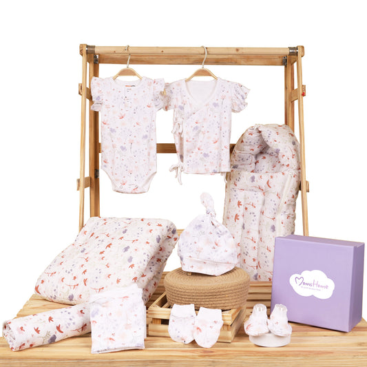 Hospital Kit for Newborn baby | Organic Cotton Gift Set | 9 Items | Blossom