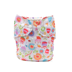 Baby Reusable Cotton Printed Pocket Diapers With Insert | 0-12 Months | Pack of 1