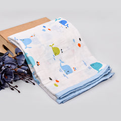 Kids Organic Cotton Muslin Dohar- 145X200 CM -5-10 Years -Blue Whale