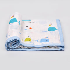 Kids Organic Cotton Muslin Dohar- 145X200 CM -5-10 Years -Blue Whale