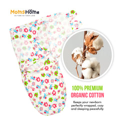 Baby Swaddle Adjustable Infant wrap- 0-3 Months -Pack of 2 -Monkey-Elephant