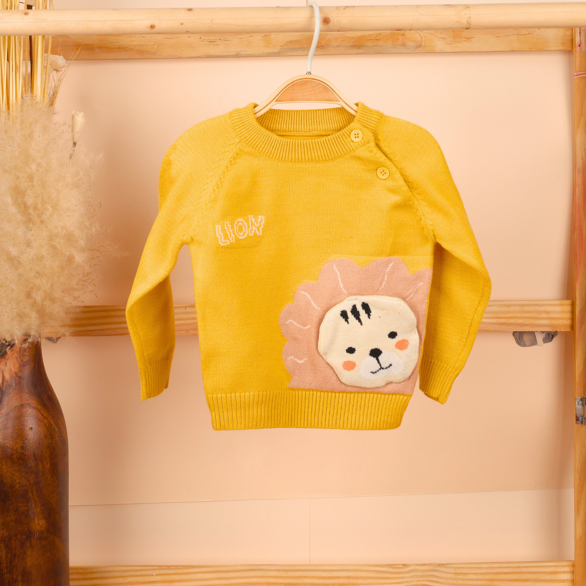 Winter Warm Woollen Full Sleeve Sweater For Baby | Lion | Pack of 1