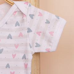 Organic Cotton Baby Half Sleeve Onesie | Little Hearts & Pink  | Pack of 2