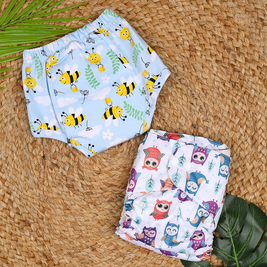 Baby Unisex Nappy Combo 1 Pocket Diaper, 1 Padded Underwear | 0- 12 Months | Multicolor