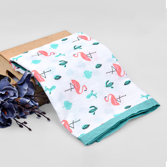 Kids Organic Cotton Muslin Dohar- 145X200 CM -5-10 Years -Flamingo