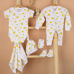 Hospital Kit for Newborn baby | Organic Cotton Gift Set | Lemon | 9 Items