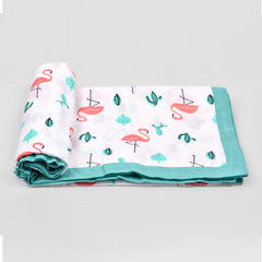 Kids Organic Cotton Muslin Dohar- 145X200 CM -5-10 Years -Flamingo