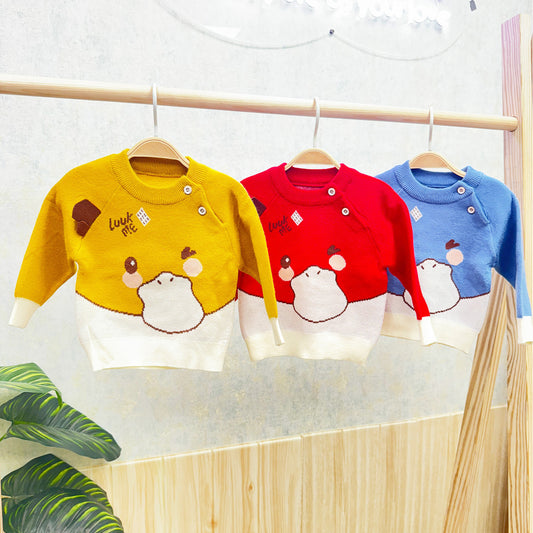 Winter Warm Woollen Full Sleeve Sweater For Baby | Cow | Pack of 1