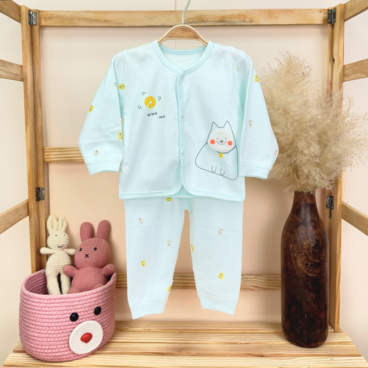 Baby Full Sleeve Co-ord Sets | Cotton Baby Clothing Set | Cat | Pack of 1