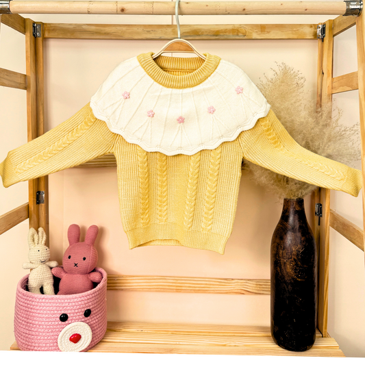 Winter Warm Woollen Full Sleeve Sweater For Baby | Flower | Pack of 1