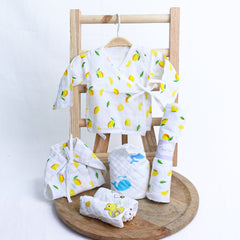 Organic Cotton Muslin Gift Combo Set For New Born Baby | Pack of 6 | Lemon