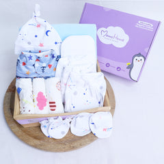 Organic Cotton Muslin Gift Combo Set For New Born Baby | Pack of 12 | Mix Desgin | 0- 6 Months