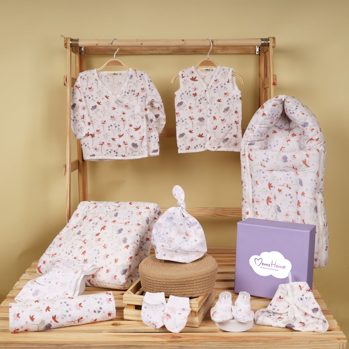 Hospital Kit for Newborn baby | Organic Cotton Gift Set | 10 Items | Blossom