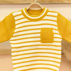 Winter Warm Woollen Full Sleeve Sweater For Baby | Yellow Stripe | Pack of 1