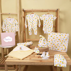 Hospital Kit for Newborn baby | Organic Cotton Gift Set | Lemon | 10 Items