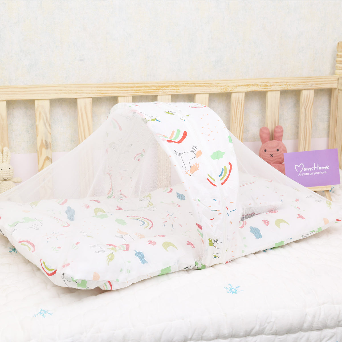 Organic Cotton Muslin Foldable Mosquito Net Bedding | Unicorn