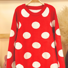 Winter Warm Woollen Full Sleeve Sweater For Baby | Red Dot | Pack of 1