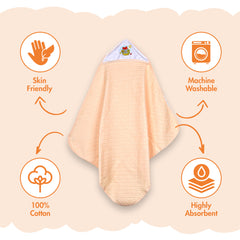 Moms Home Designer Ultra Soft Cotton Baby Hooded Bath Towel | Pack Of 2