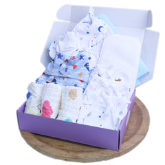 Organic Cotton Muslin Gift Combo Set For New Born Baby | Pack of 12 | Mix Desgin | 0- 6 Months