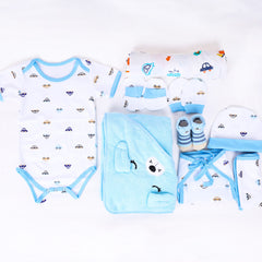 Organic Cotton Baby Essentials Gift Set | Baby Shower Gift Hamper | Baby Clothing Gift Combo | Car | Pack of 10