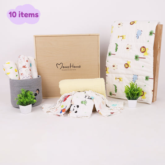 New Born Baby Gift Hamper | Baby Shower Gift Hamper | Baby Essential Gift Set | Pack of 10