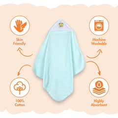 Ultra Soft Cotton Baby Hooded Towel - 70x70 cm ( 0-3 Months ) Buy 1 Get 1 Free