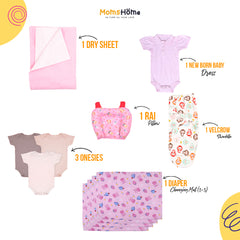 New Born Baby Essentials Gift Combo Box | 0-6 Months | 35 Items | Pink