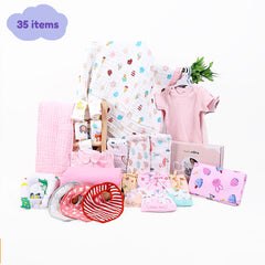 New Born Baby Essentials Gift Combo Box | 0-6 Months | 35 Items | Pink