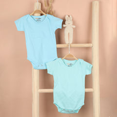 Baby Onesie | Organic Cotton | Sky Blue , Light Green  | Pack of 2