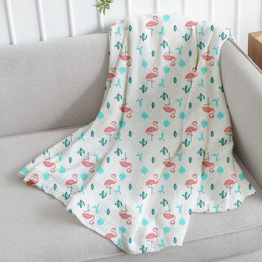 Baby Muslin Swaddle - 100x100 CM - Pack Of 1 Flamingo