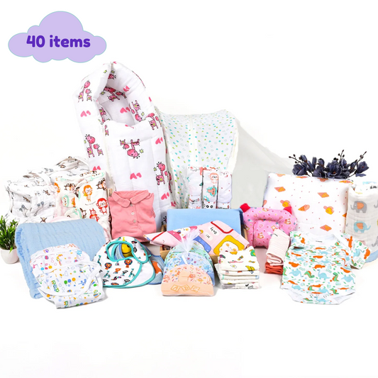 New Born Baby Essentials Gift Combo Box -0-6 Months- 40 Items