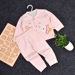 Baby's Warm Unisex Cotton Suit Set - 1 Pajama and 1 Shirt - Pink