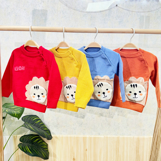 Winter Warm Woollen Full Sleeve Sweater For Baby | Lion | Pack of 1