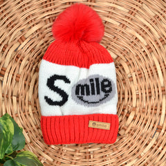 Baby Unisex Woolen Caps | Red & Blue | Smile | Pack Of 2