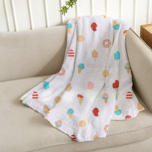 Baby Muslin Swaddle | 100x100 CM | Pack of 1 | Icecream