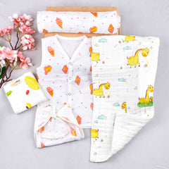 Newborn  Unisex Baby Muslin essential Combo - Multicolor  - 5 Items