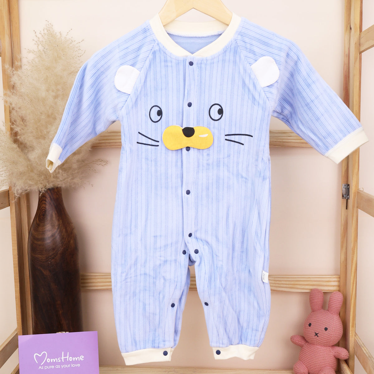 Organic Cotton Unisex Warm Baby Full Length Winter Romper | Winter Body Suit | Cat | Pack of 1