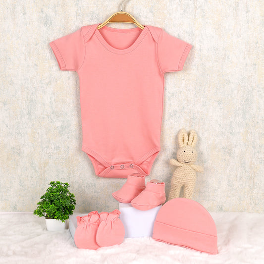 Organic Cotton Baby Onesies Gift Set | Pack Of 4 | Peach