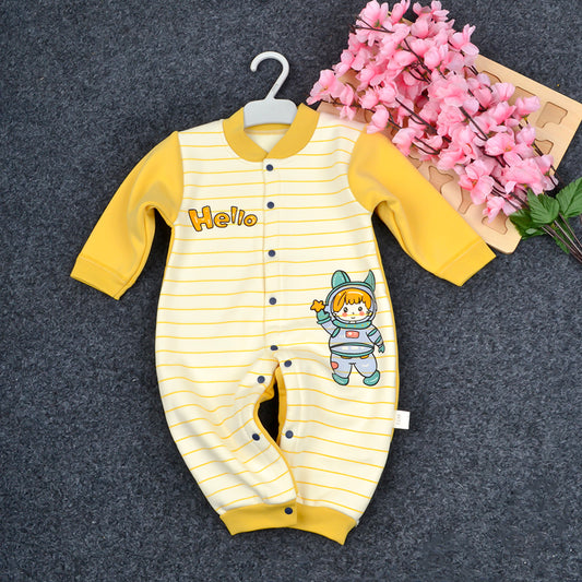 Baby Organic Cotton Baby Full Length Winter Romper | Hello, Yellow