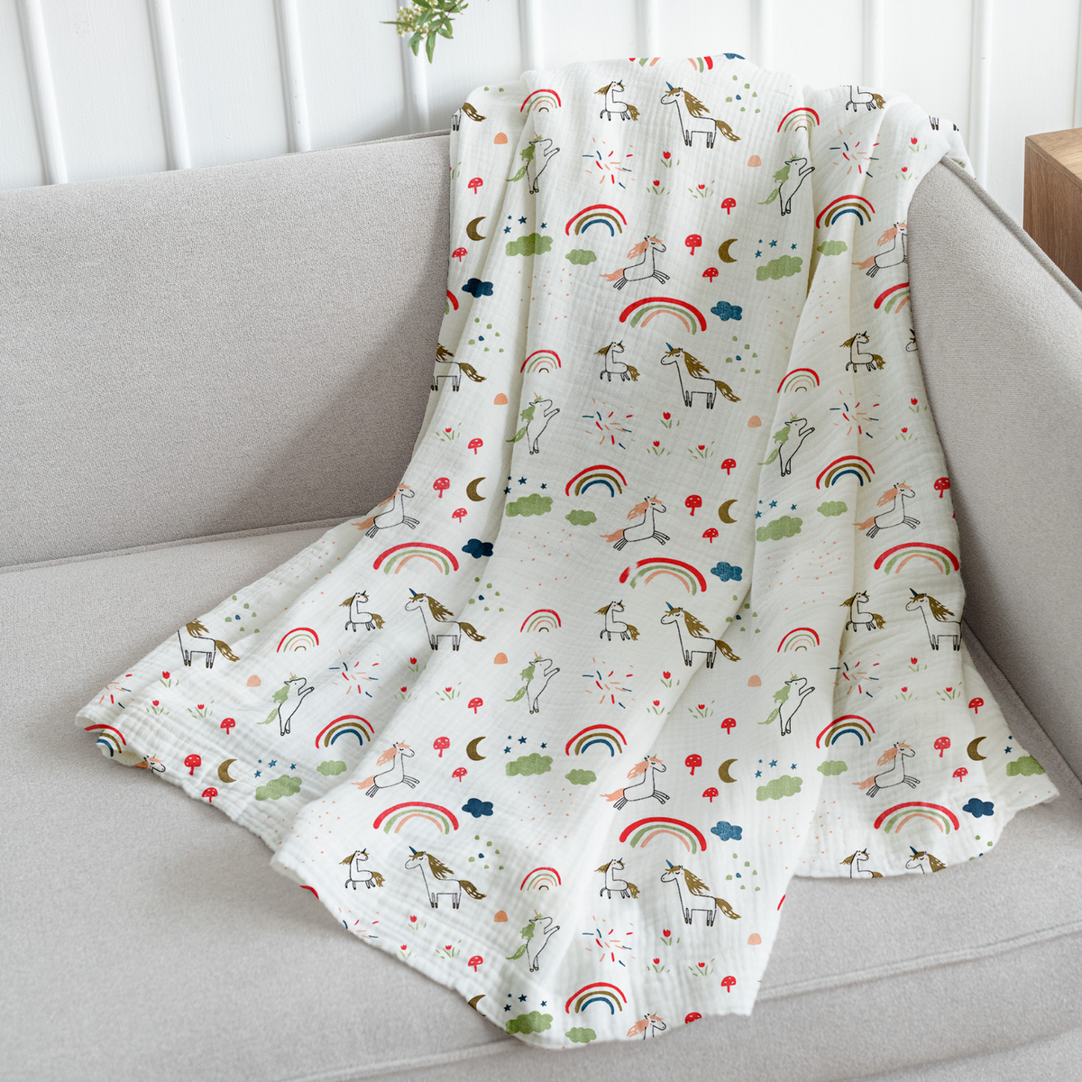 Baby Muslin Swaddle -100x100 cm - Unicorn