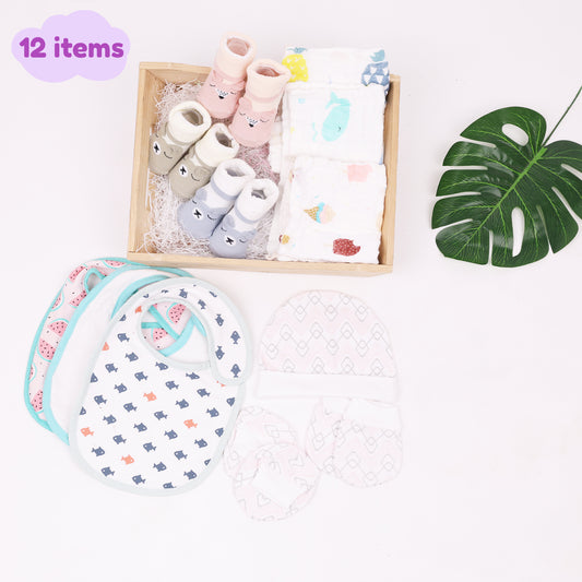 New Born Baby Gift Hamper | Baby Shower Gift Hamper | Baby Essential Gift Set | 0-6 Months | Pack of 12