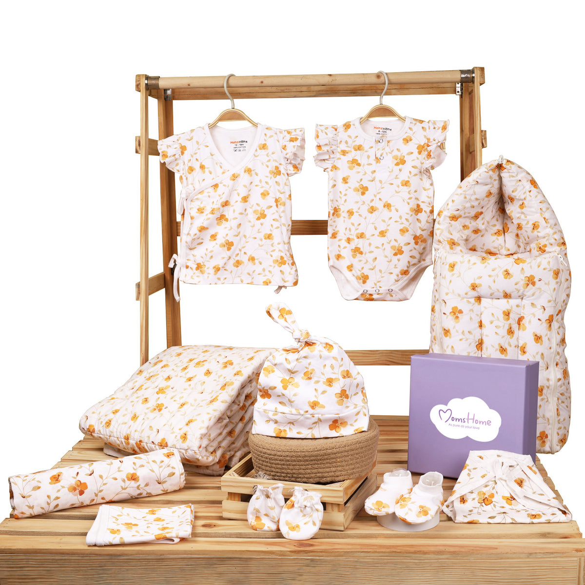 Hospital Kit for Newborn baby | Organic Cotton Gift Set | 9 Items | Bloom