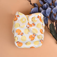 Baby Reusable Cotton Printed Pocket Diapers With 1 Inserts - Pack of 1 Yellow Sheep