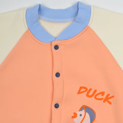 Baby Organic Cotton Baby Full Length Winter Romper | Duck, Orange